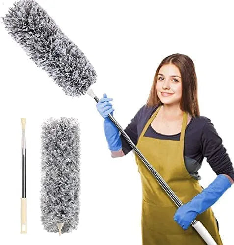 Flexible Microfiber Feather Duster with 30β100 Inch Telescopic Extension Pole β Easy High-Reach Cleaning