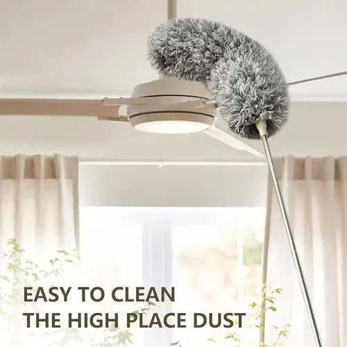 Flexible Microfiber Feather Duster with 30–100 Inch Telescopic Extension Pole – Easy High-Reach Cleaning