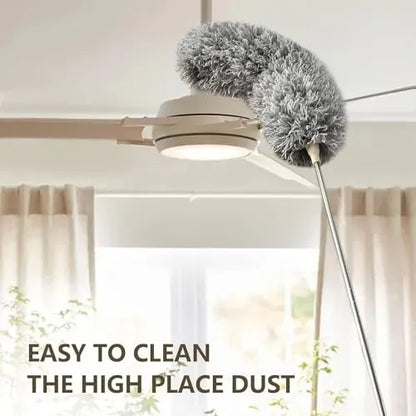 Flexible Microfiber Feather Duster with 30–100 Inch Telescopic Extension Pole – Easy High-Reach Cleaning