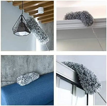 Flexible Microfiber Feather Duster with 30–100 Inch Telescopic Extension Pole – Easy High-Reach Cleaning