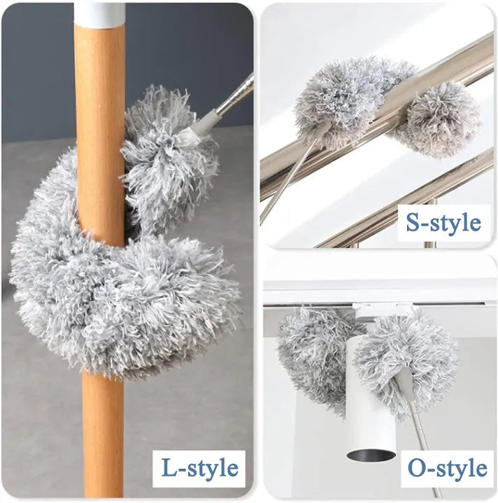 Flexible Microfiber Feather Duster with 30–100 Inch Telescopic Extension Pole – Easy High-Reach Cleaning