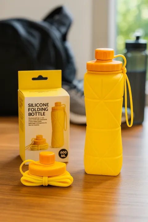 Collapsible Silicone Water Bottle (600ml) – UltraSlim, Reusable & Travel-Friendly