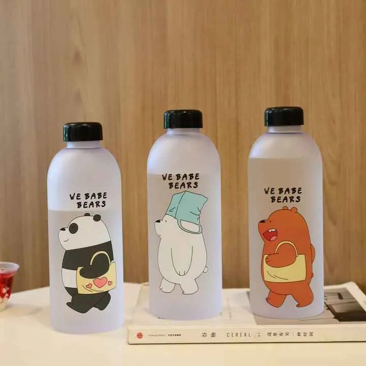 Panda Water Bottle with 2 Caps & Straw – 600ml Leakproof BPA-Free Travel Bottle