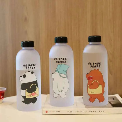 Panda Water Bottle with 2 Caps & Straw – 600ml Leakproof BPA-Free Travel Bottle