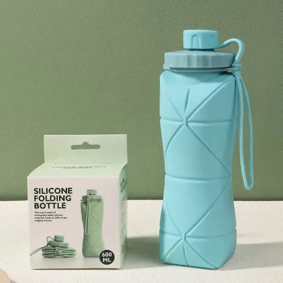 Collapsible Silicone Water Bottle (600ml) – UltraSlim, Reusable & Travel-Friendly